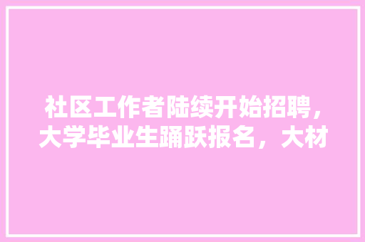 社区工作者陆续开始招聘，大学毕业生踊跃报名，大材小用了吗，吕不韦阅读理解及答案 教育科普