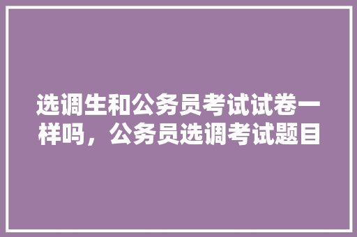 选调生和公务员考试试卷一样吗，公务员选调考试题目