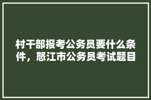 村干部报考公务员要什么条件，怒江市公务员考试题目及答案 大学排名