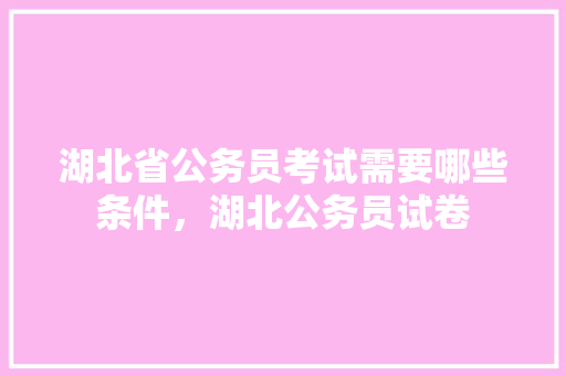 湖北省公务员考试需要哪些条件，湖北公务员试卷