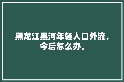 黑龙江黑河年轻人口外流，今后怎么办， 专业填报