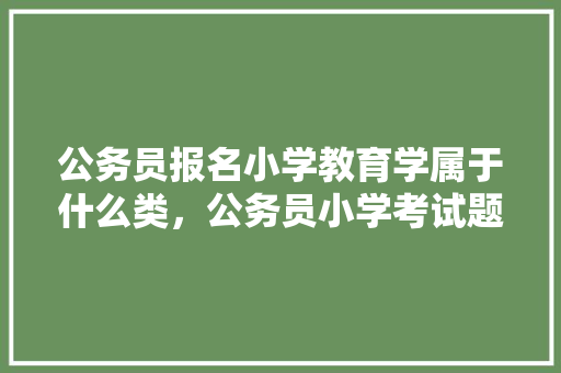 公务员报名小学教育学属于什么类，公务员小学考试题库及答案 教育科普