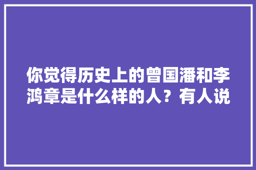 你觉得历史上的曾国潘和李鸿章是什么样的人？有人说是卖国贼，你怎么看，曾国藩考题及答案