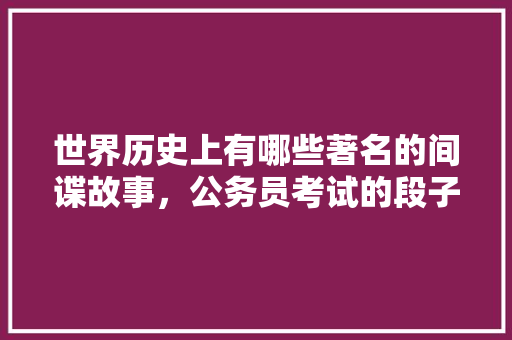 世界历史上有哪些著名的间谍故事，公务员考试的段子 建筑考试