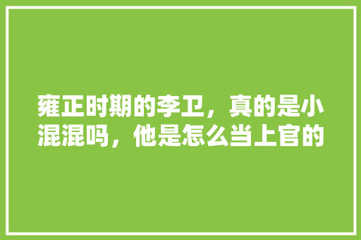 雍正时期的李卫，真的是小混混吗，他是怎么当上官的，海宁公务员考试题目及答案 教育科普