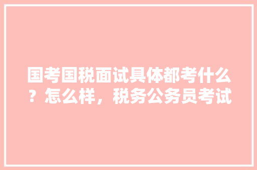 国考国税面试具体都考什么？怎么样，税务公务员考试题库及答案 教育科普