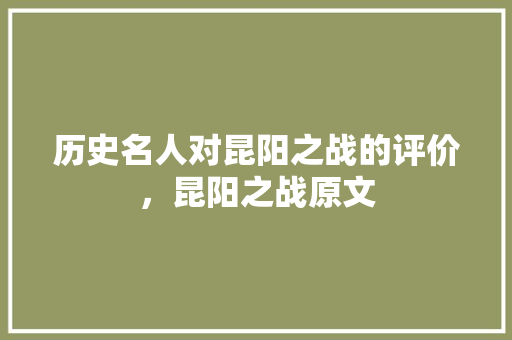 历史名人对昆阳之战的评价，昆阳之战原文 大学排名