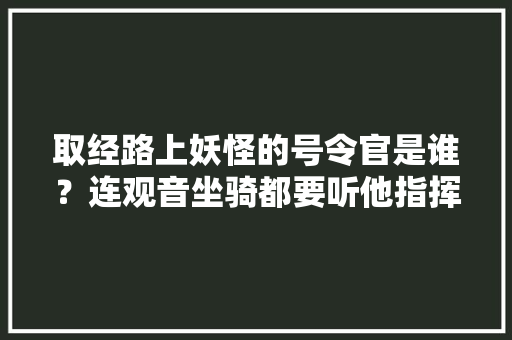 取经路上妖怪的号令官是谁？连观音坐骑都要听他指挥，公务员考试题唐僧师徒四人 公考知识