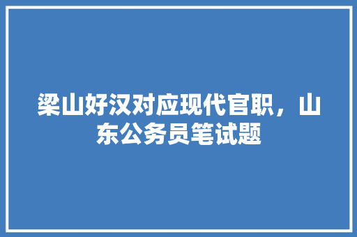 梁山好汉对应现代官职，山东公务员笔试题 大学排名