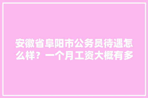 安徽省阜阳市公务员待遇怎么样？一个月工资大概有多少，安徽公务员试卷 教育科普