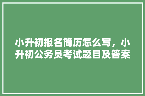 小升初报名简历怎么写，小升初公务员考试题目及答案