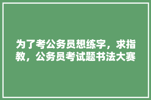 为了考公务员想练字，求指教，公务员考试题书法大赛怎么准备 公考知识