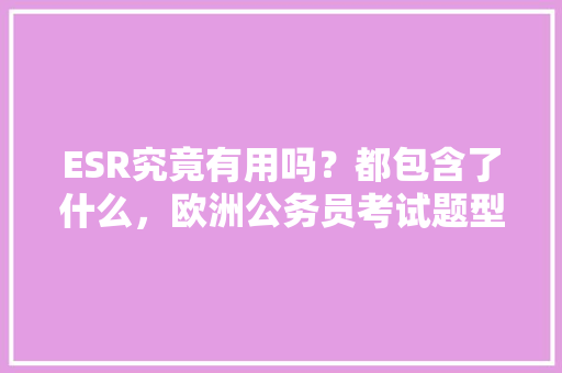 ESR究竟有用吗？都包含了什么，欧洲公务员考试题型有哪些 专业填报