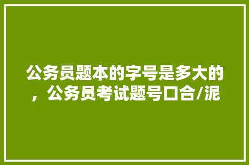 公务员题本的字号是多大的，公务员考试题号口合/泥河 教育科普