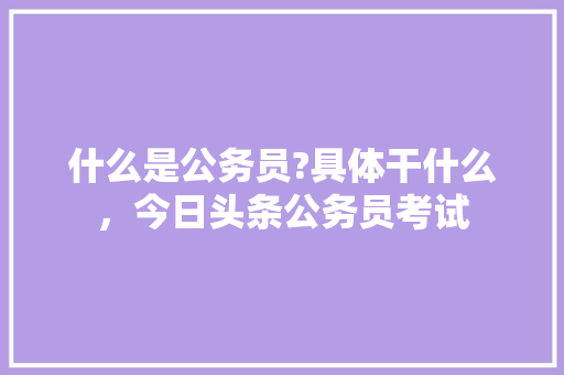 什么是公务员?具体干什么，今日头条公务员考试 公考知识