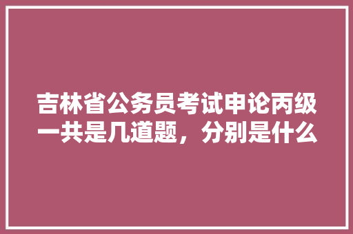 吉林省公务员考试申论丙级一共是几道题，分别是什么类型，吉林公务员考试题目及答案
