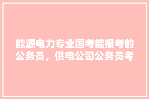 能源电力专业国考能报考的公务员，供电公司公务员考试题目及答案 教育科普
