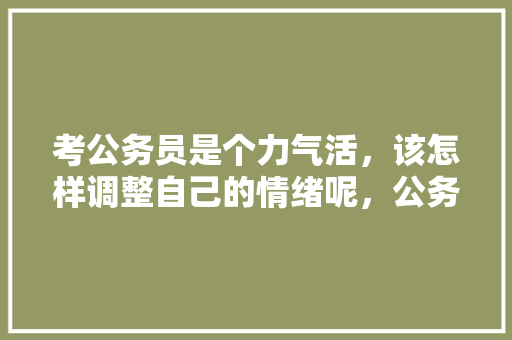 考公务员是个力气活，该怎样调整自己的情绪呢，公务员考试样题 建筑考试