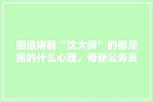 围追堵截“沈大师”的都是抱的什么心理，奇葩公务员考试题目 公考知识